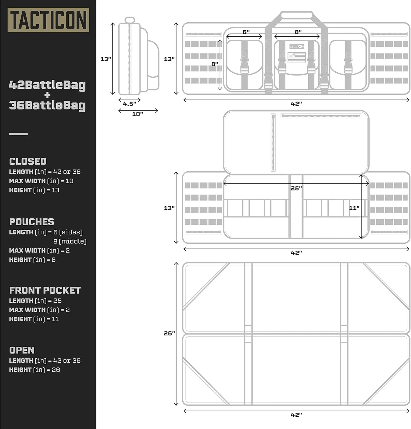 Tacticon Double Rifle Bag | 2 Hard Rifles   2 Pistols Tuckable Backpack Straps | Tactical Cases & Bags | Disabled Combat Veteran Owned Company | Waterproof Padded Carrying Case for Long Gun Storage