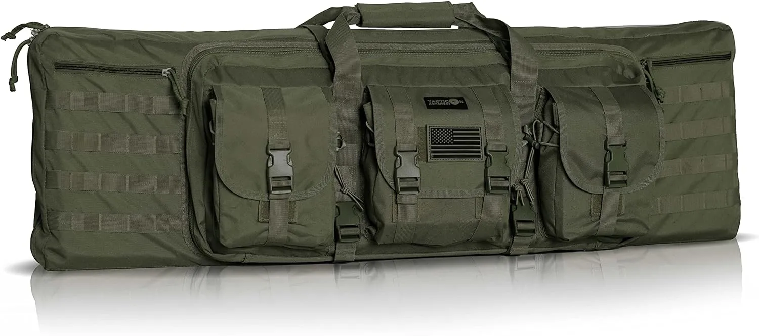Tacticon Double Rifle Bag | 2 Hard Rifles   2 Pistols Tuckable Backpack Straps | Tactical Cases & Bags | Disabled Combat Veteran Owned Company | Waterproof Padded Carrying Case for Long Gun Storage