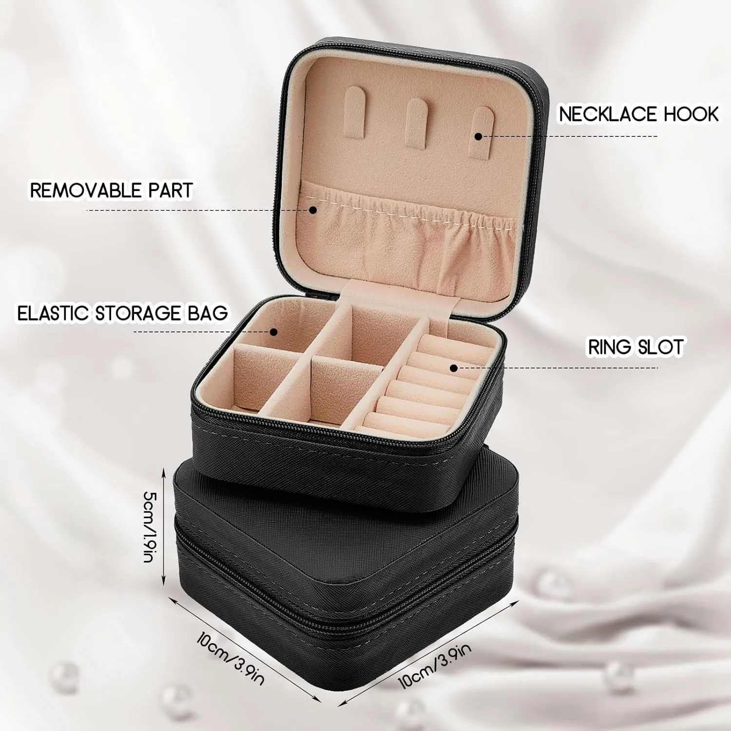 Taiyin 6 Pcs Travel Jewelry Case Organizer Bridesmaid Gift Boxes Mini Storage Organizer Box(Black)