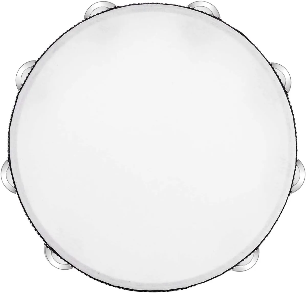 Tambourine for adults 10 inch Hand Held Drum Bell Birch Metal Jingles Percussion Gift Musical Educational Instrument for Church KTV Party (10 inch)