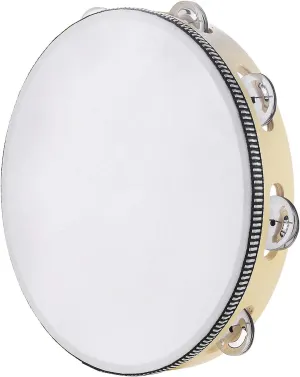 Tambourine for adults 10 inch Hand Held Drum Bell Birch Metal Jingles Percussion Gift Musical Educational Instrument for Church KTV Party (10 inch)