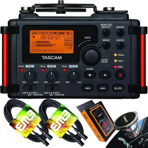 TASCAM DR-60DmkII 4-Input / 4-Track Multitrack Field Recorder with EMB Cable and Gravity Magnet Phone Holder Bundle