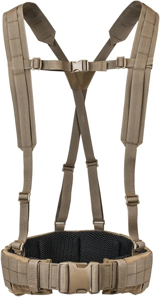 Tasmanian Tiger Warrior Belt MK III, Tactical Battle Belt, MOLLE Webbing, Chest Strap Carrying System, Medium, Olive (TT-7655-331-M)
