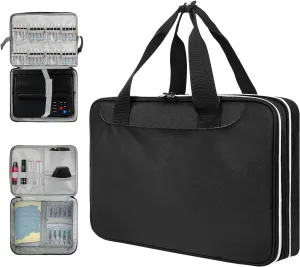 Tattoo Carrying Case, Tattoo Supplies Organizer, Double Layer Tattoo Tools Carrying Case Travel Bag for Tattoo Stencil Printer, Tatoo Pens Equipmen,Tattoo Ink,Equipment and Supplies(Black Bag)
