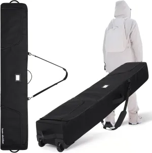 TeamObsidian Ski Bag - Can Hold Double Skis Up to 175 cm (5 ft 7") - Heavy Duty Padded Ski Bags for Air Travel - Water Resistant Snowboard or Skiing Kit Bag with Wheels