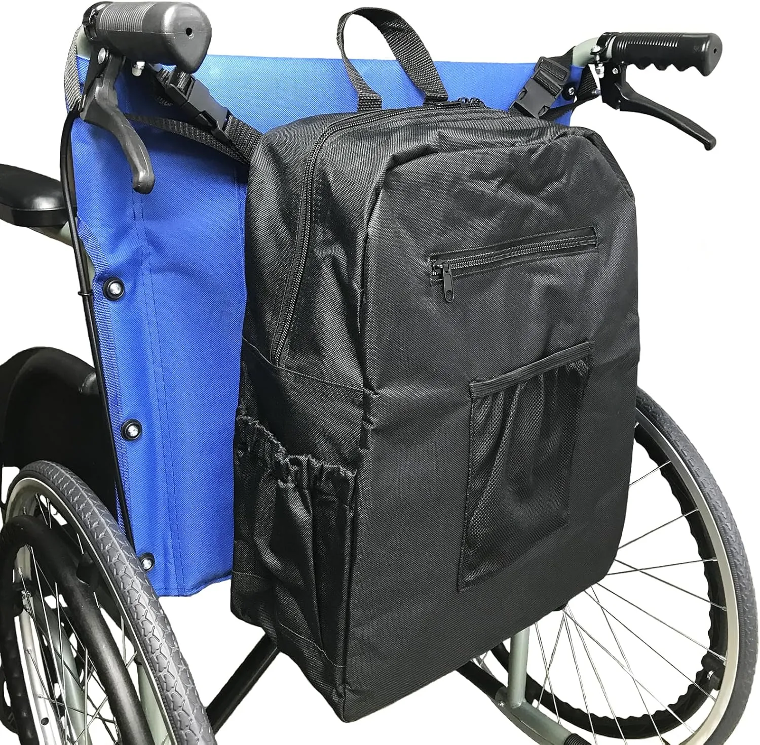 Tear-Resistant Oxford Wheelchair Bag to Hang on Back with Cup Umrella Holder Lightweight Rolattor Bags Large Wheelchair Backpacks Walker Bag Easy Release Install