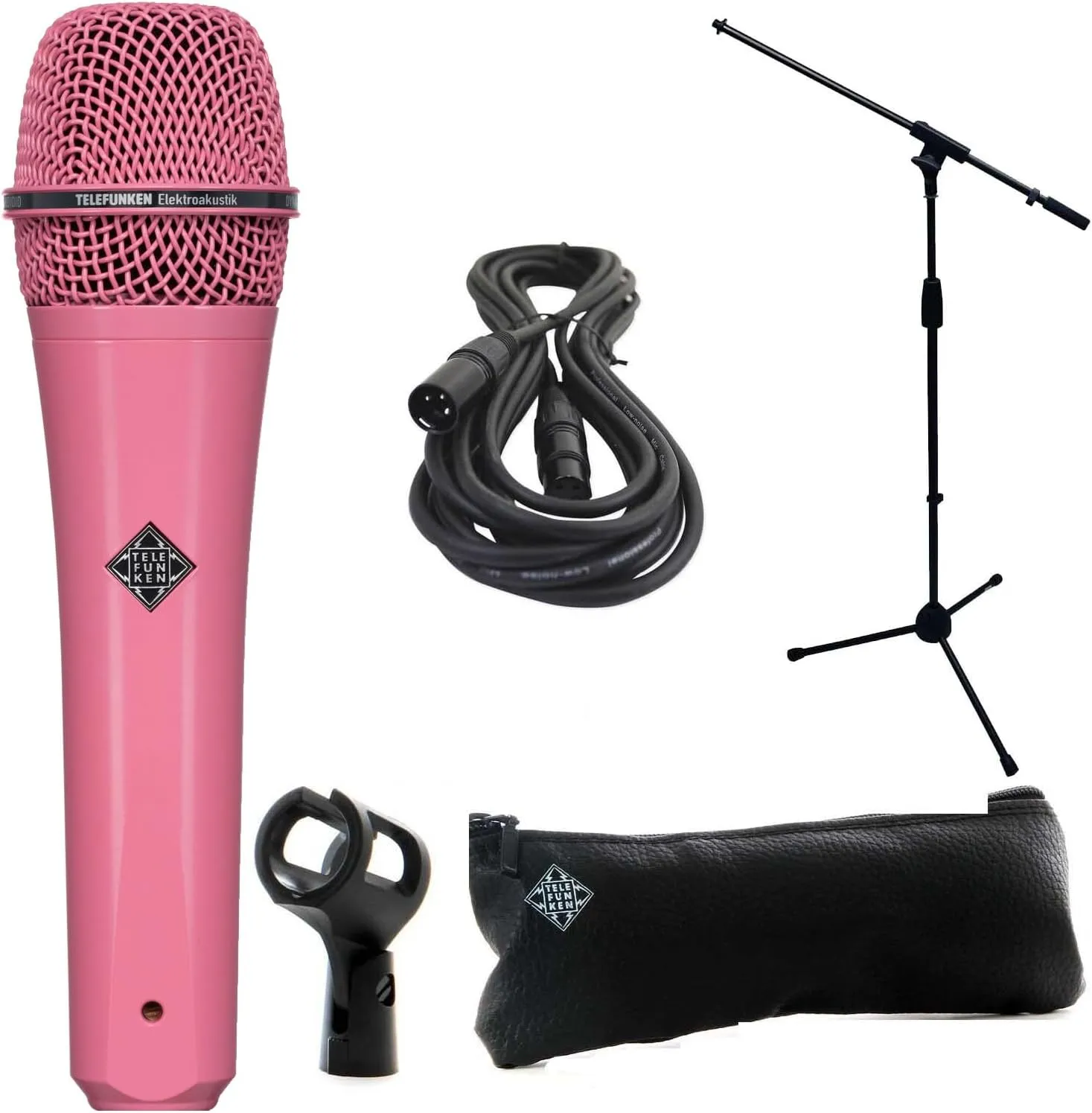 Telefunken M80 Dynamic Microphone (Red)   XLR Cable and a Mic Stand