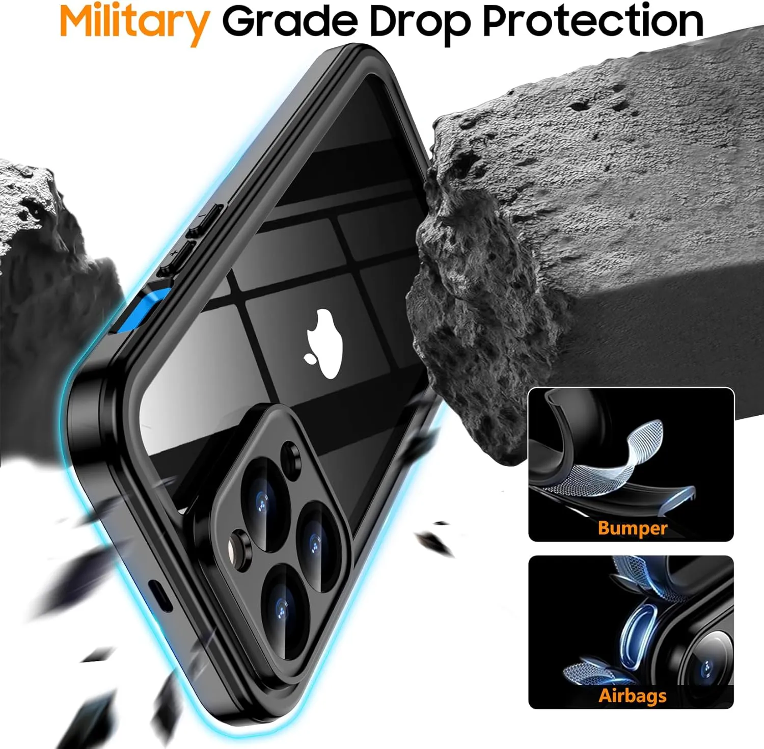 Temdan for iPhone 14 Pro Max Case Waterproof,[Built-in 9H Tempered Glass Camera Lens & Screen Protector] [Full Body Protection] [IP68 Waterproof] Shockproof Phone Case for iPhone 14 Pro Max 6.7" Blue