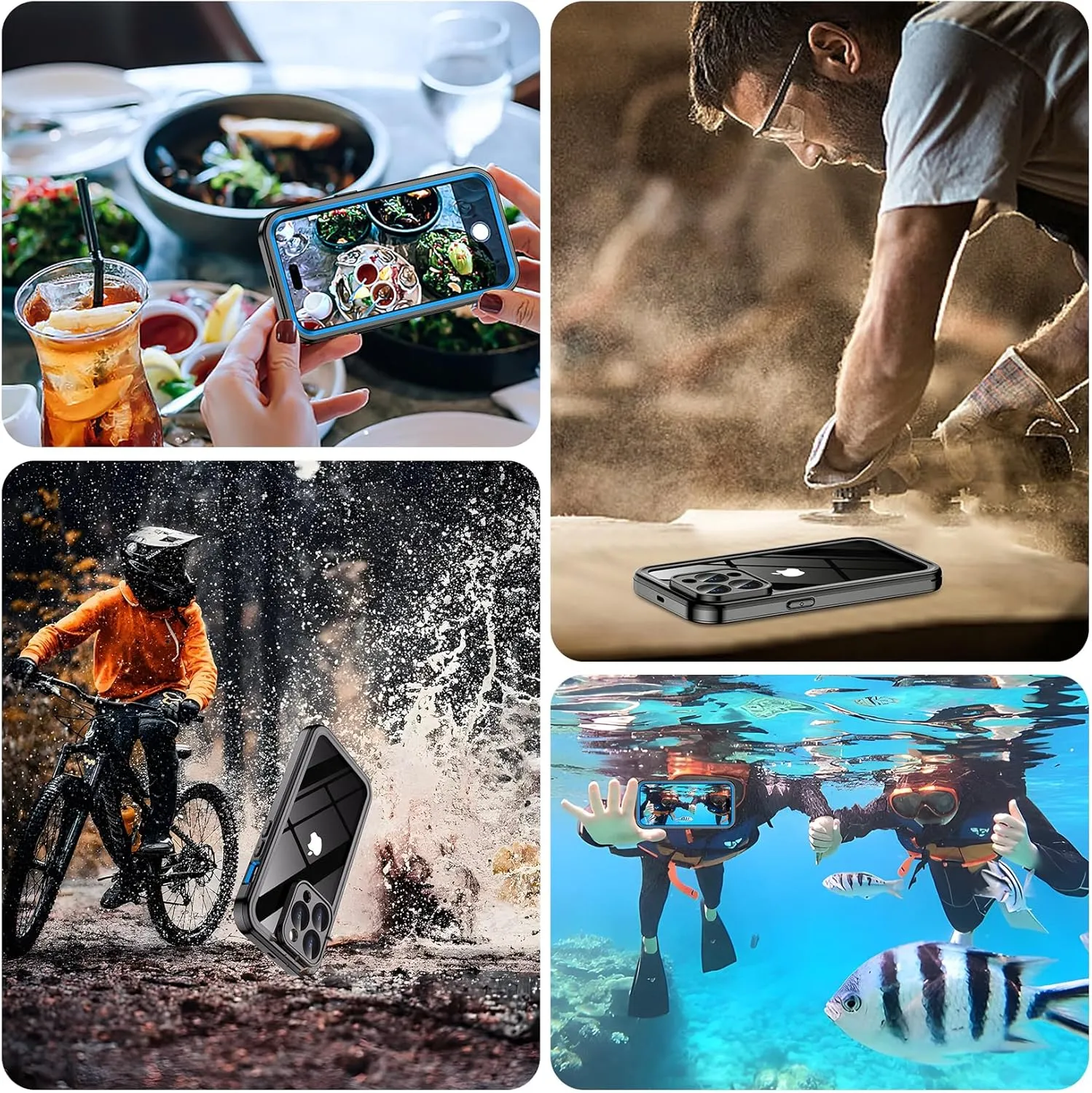 Temdan for iPhone 14 Pro Max Case Waterproof,[Built-in 9H Tempered Glass Camera Lens & Screen Protector] [Full Body Protection] [IP68 Waterproof] Shockproof Phone Case for iPhone 14 Pro Max 6.7" Blue