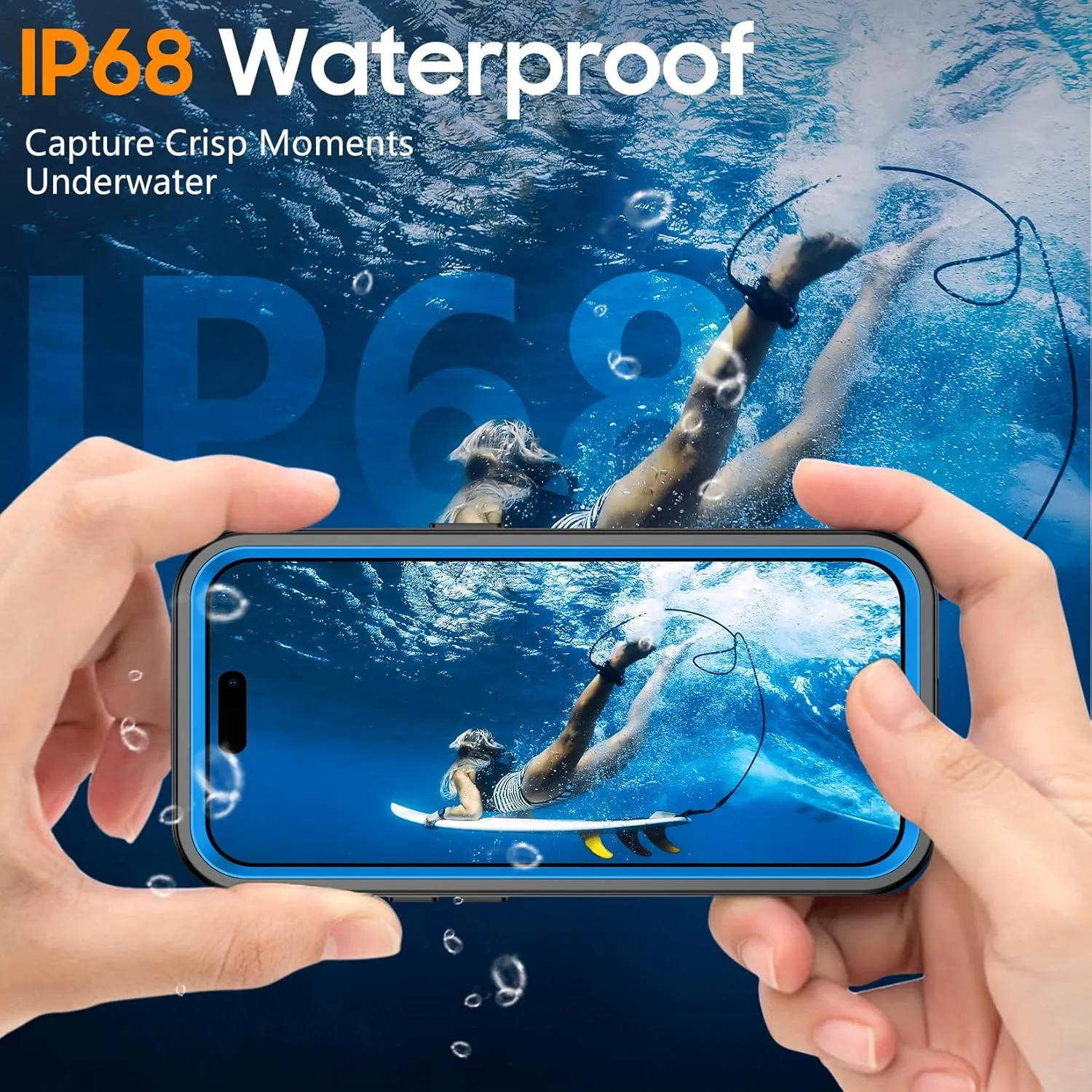 Temdan for iPhone 14 Pro Max Case Waterproof,[Built-in 9H Tempered Glass Camera Lens & Screen Protector] [Full Body Protection] [IP68 Waterproof] Shockproof Phone Case for iPhone 14 Pro Max 6.7" Blue