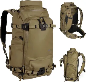 Tenzing 40L Water Resistant Large Travel Camera Backpack 16 inch Laptop Compartment with Rain Cover Fits DSLR, DSLR Cameras, Drone, Lenses,Tripod Brown