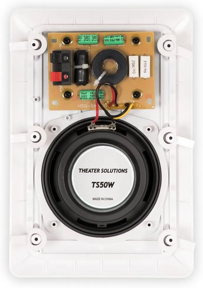 Theater Solutions TS50W in Wall Speakers Surround Sound Home Theater Pair, White, 5.25-Inch