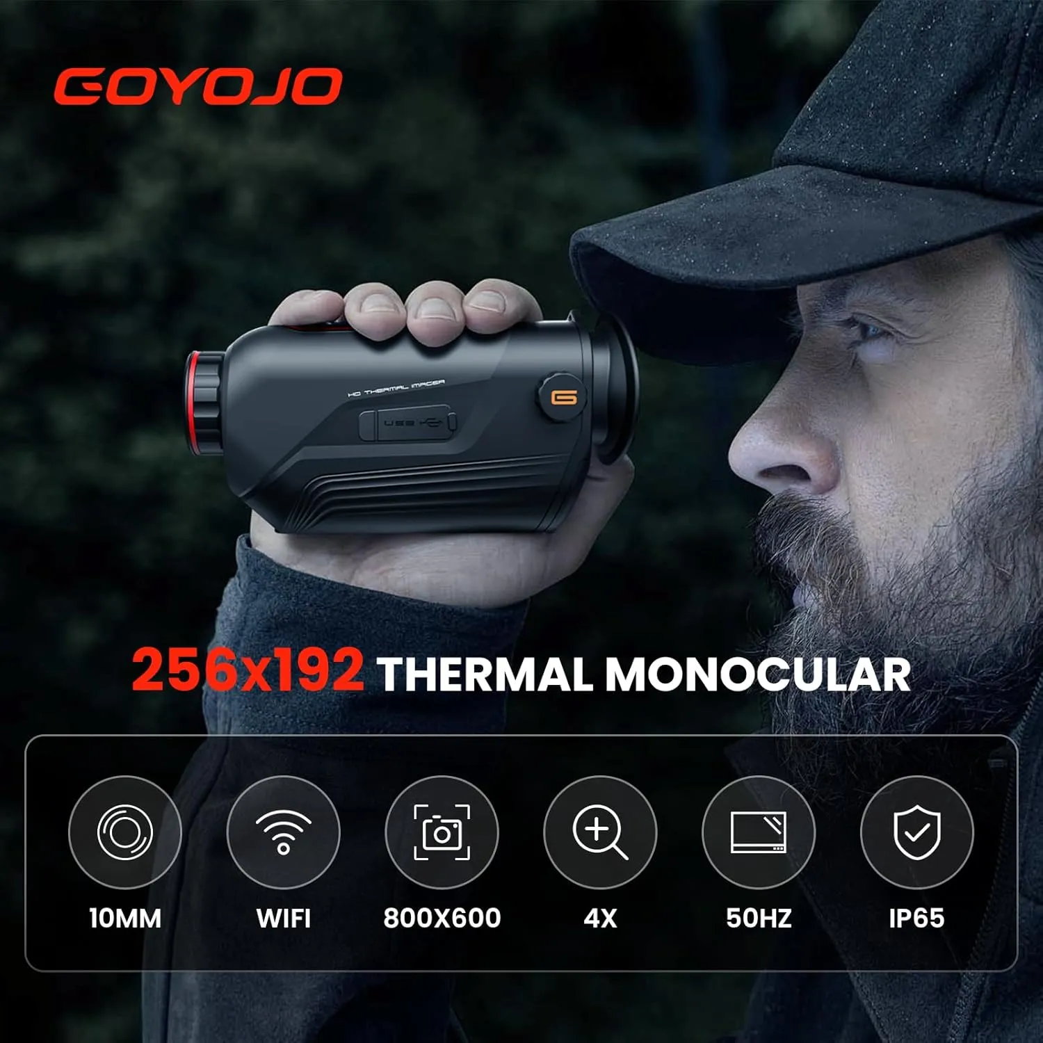Thermal Monocular, 256x192 (50 Hz) Thermal Imaging Monoscope Camera for Adults, 10mm Focal Lens Vision Goggles Thermal Scopes for Night Hunting Camping