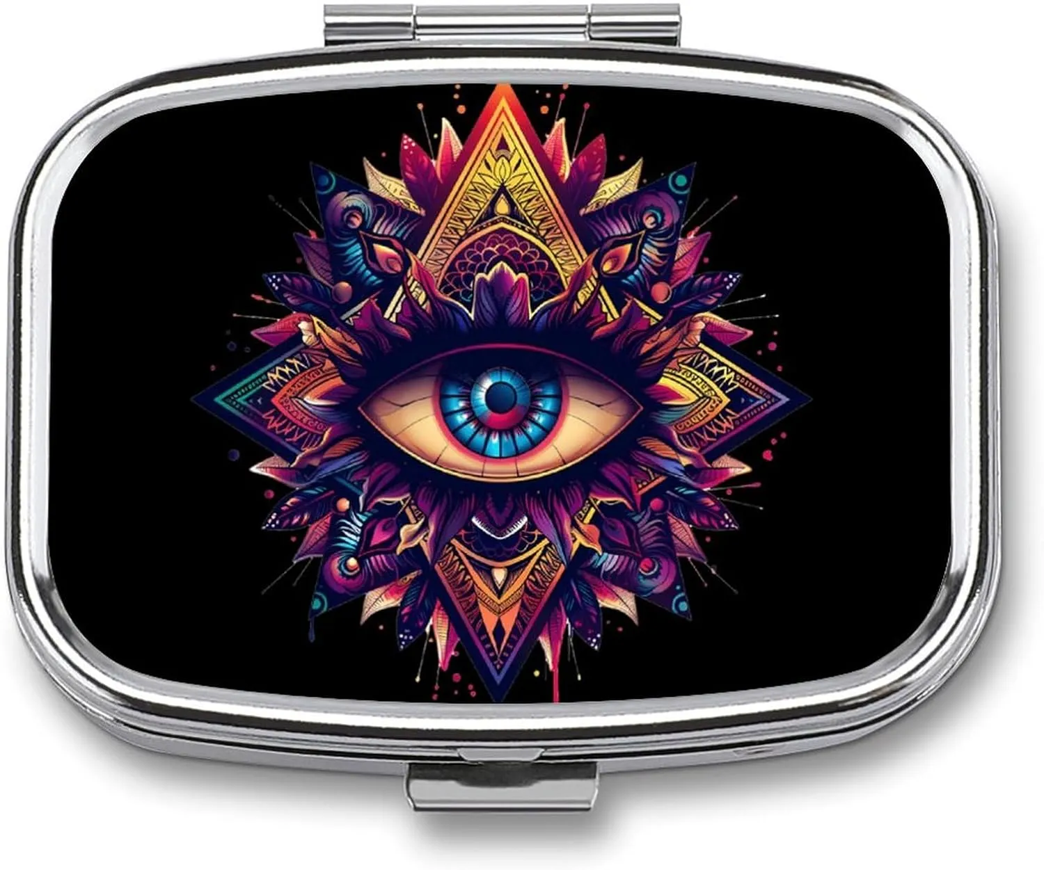 Third Eyeball Goth Eye Spiritual Travel Pill Organizer Portable Pill Box Metal Medical Pill Case Daily Pill Container for Pocket Purse