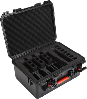 TIGERKING Hard Pistol Case for 5 Pistols & 16 Magazines – 18.11"x13.58"x8.46" Heavy Duty Waterproof Hard Shell Gun Cases, Lockable Handgun Storage Box with Pre-Cut Foam