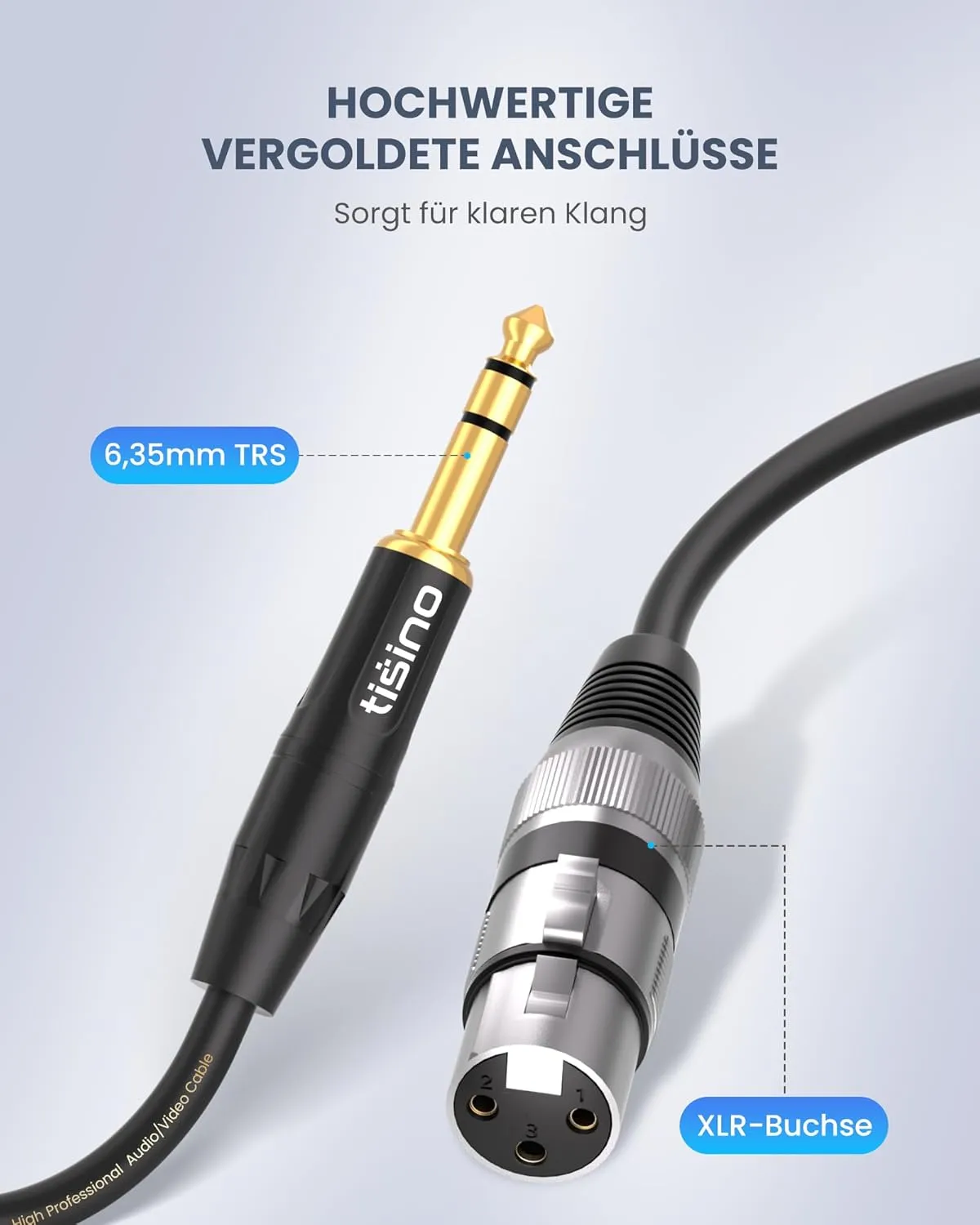 tisino XLR Female to 1/4 Inch (6.35mm) TRS Jack Lead Balanced Signal Interconnect Cable XLR to Quarter inch Patch Cable - 15 Feet