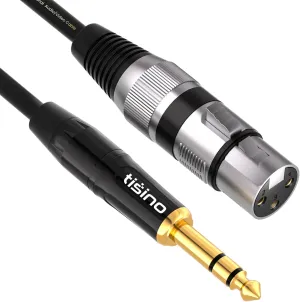 tisino XLR Female to 1/4 Inch (6.35mm) TRS Jack Lead Balanced Signal Interconnect Cable XLR to Quarter inch Patch Cable - 15 Feet