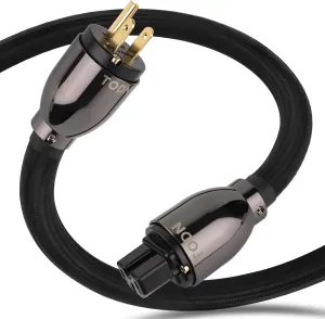 TODN HiFi Audio Power Cable for Audiophile with 7 AWG O-C-C Cores, 24K Gold Plated 3 Prong Power Cord Plug/IEC C15, Φ17.5mm, 3ft/1m