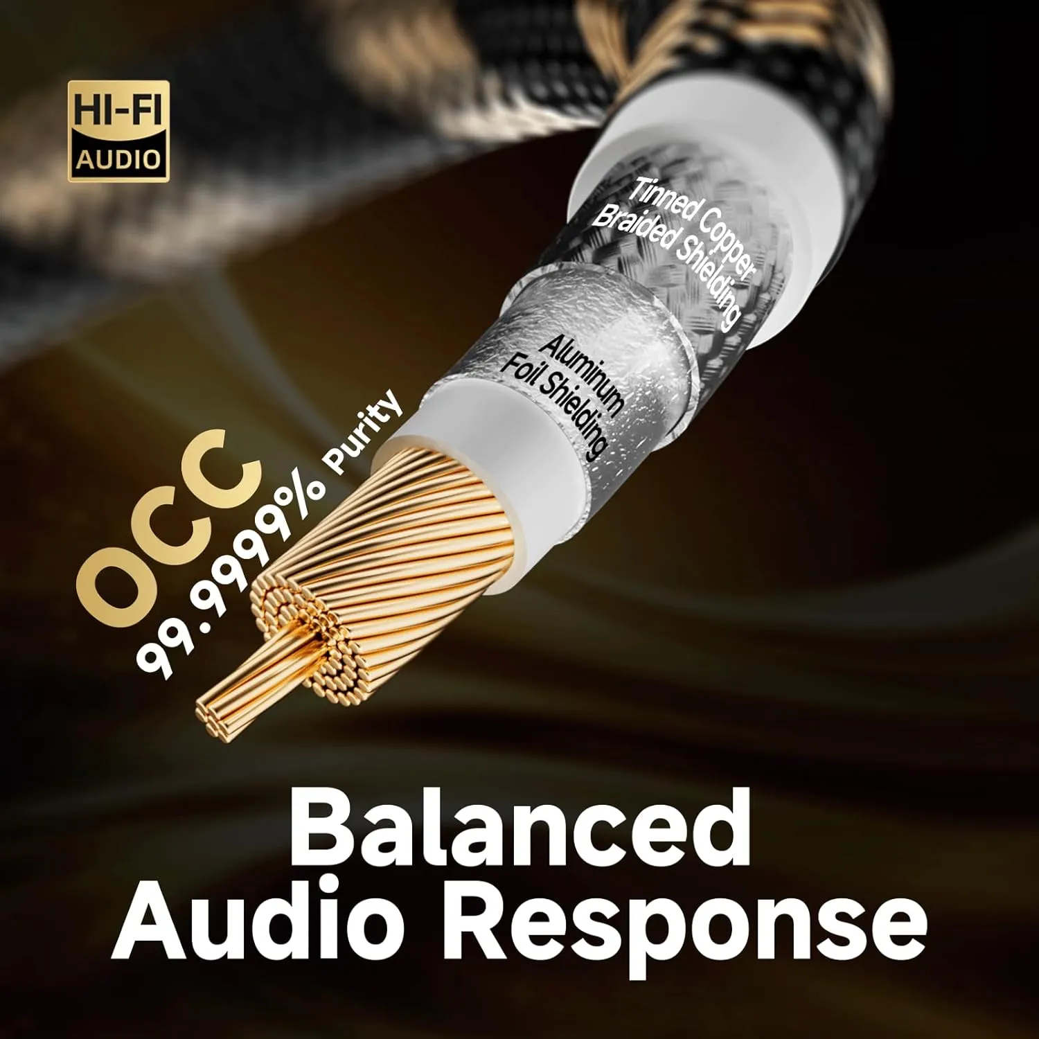 TODN HiFi Digital Coaxial Audio Cable for Audiophile 75 Ohm SPDIF Coax with O-C-C Core, Dual Shielded, 24K Gold-Plated Plug (3ft /1m)