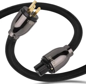TODN HiFi Power Cord for Audiophile, Audio AC Power Cable with 7 AWG O-C-C Cores, 24K Gold-Plated US C15 IEC Plug for Speaker, Amp, Φ17.5mm, 6.5ft/2m