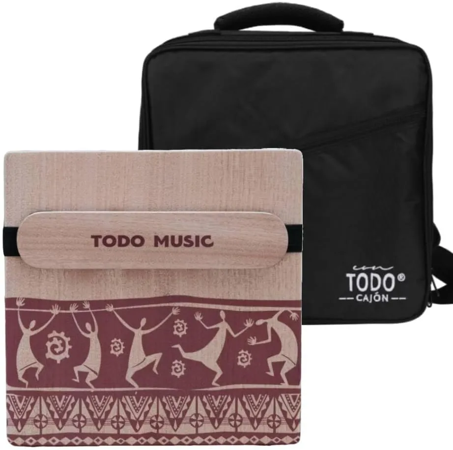 TODO Cajon Box Drum Flat Hand Drum Portable Birch Wood Percussion Instrument with Adjustable Strings Carrying Bag Handcrafted