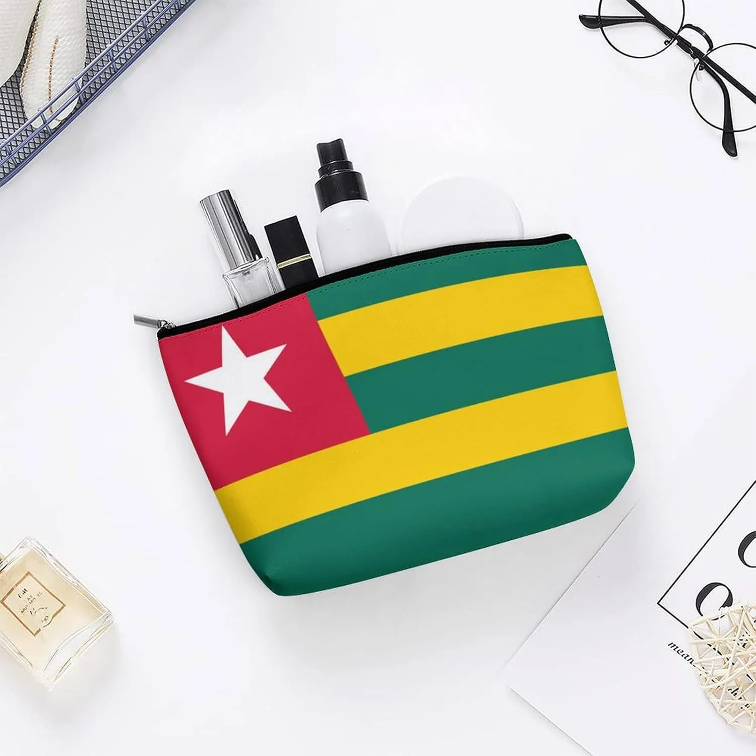 Togo Flag Portable Cosmetic Bag Travel Makeup Organizer for Purse