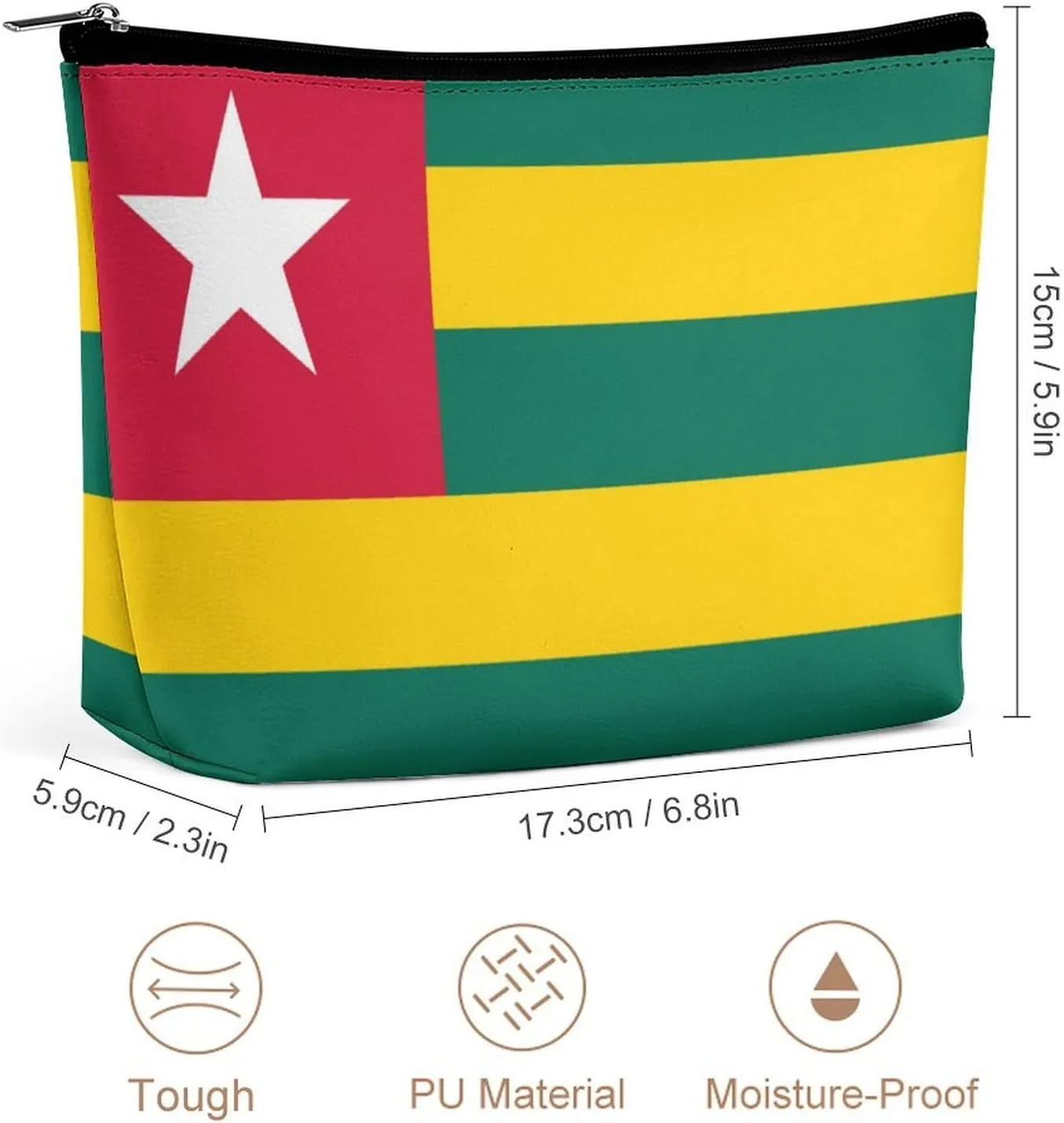 Togo Flag Portable Cosmetic Bag Travel Makeup Organizer for Purse