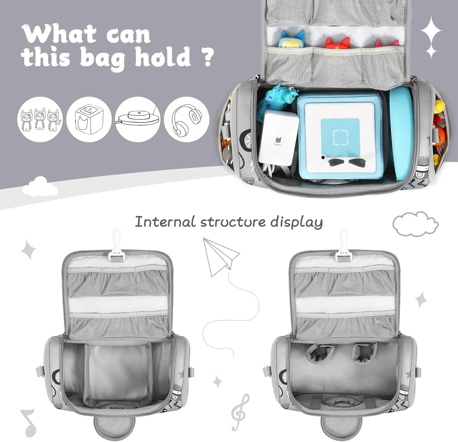 Toniebox Carrying Case - Storage Bag for Toniesbox & Audio Player - Kids Travel Carrying Bag (Grey)
