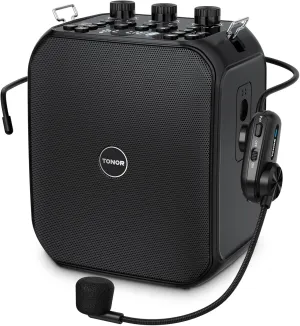 TONOR Voice Amplifier 50W, 6000mAh Rechargeable Bluetooth Personal PA System with Wireless Headset Mic & Waistband, Portable Megaphone Speaker for Classroom, Training, Teaching, Speech, Tour Guide K13
