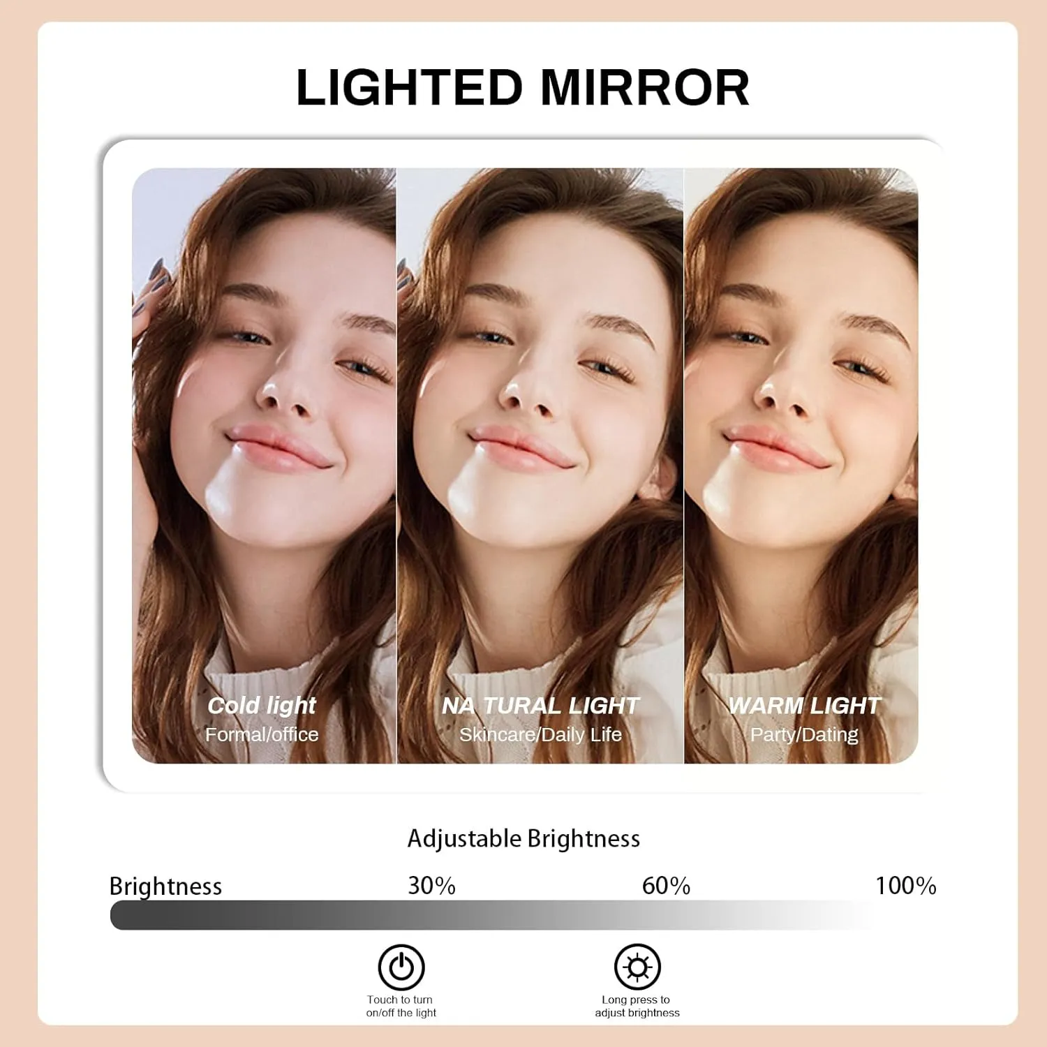 TOPACK Makeup Cases with Led Mirror, Portable Makeup Box Make Up Case with Mirror Makeup Travel Case Makeup Box Travel Jewelry Case Organizer-Marble