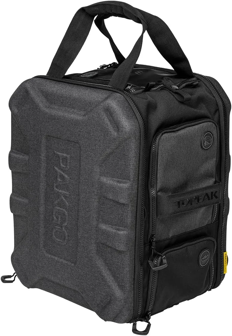 Topeak PakGo GearPack II – 38L Hard Shell Cycling Gear Bag with 3 Compartments, 6 Side Pockets, Helmet Holder, Hidden Backpack Straps, Water Drainage – Ideal for Triathlon, Road & Gravel Riders