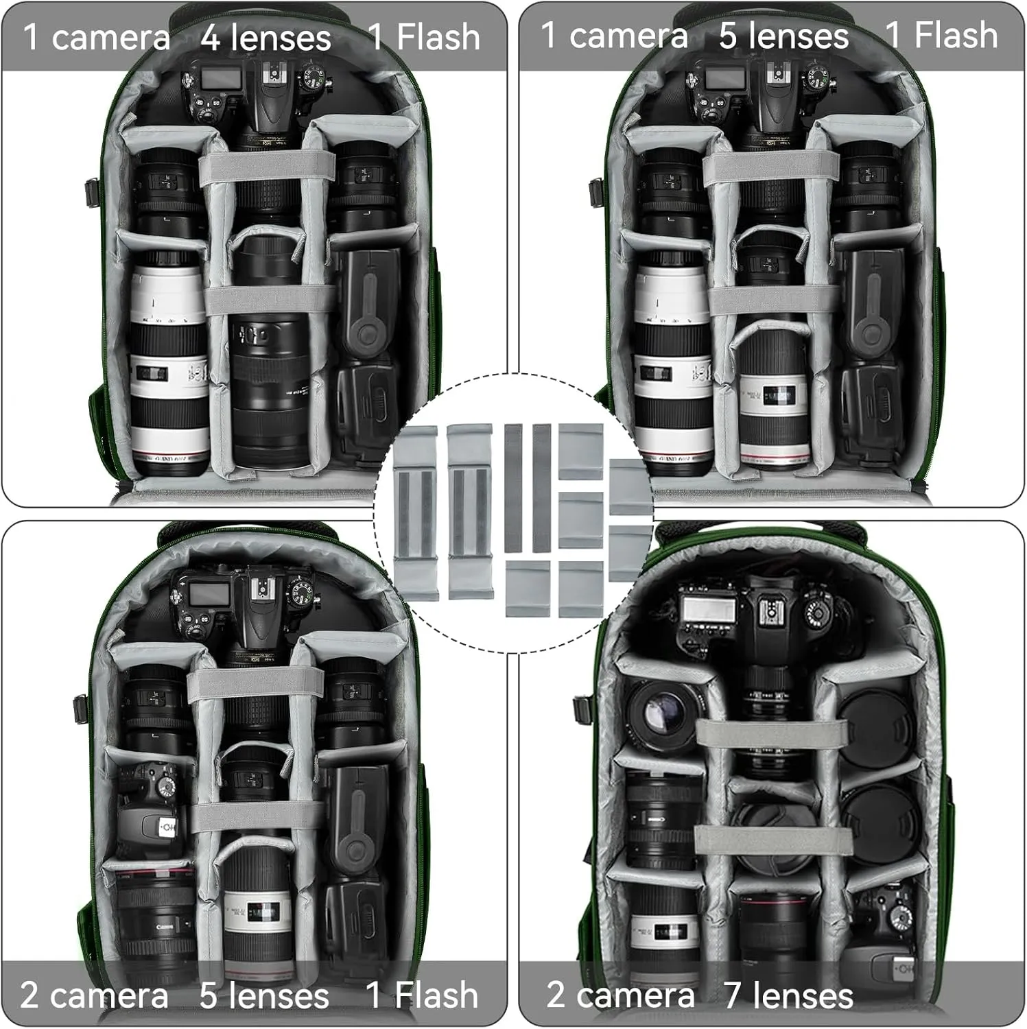 TORIBIO Hardshell Camera Backpack, DSLR/SLR/Mirrorless Photography Camera Bag, Waterproof Camera Case with Tripod Holder & Laptop Compartment Compatible with Canon/Nikon/Sony, Army Green