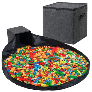 Toy Storage Organizer and Play Mat 13" Basket for Building Bricks Collapsible Storage Box for Kids Nonwoven Fabric Organizer Cube Bin