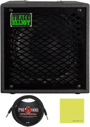 Trace Elliot 1x10 Speaker Cabinet Bundle with 10ft Pig Hog Black Woven Instrument Cable and Instrument Polishing Cloth