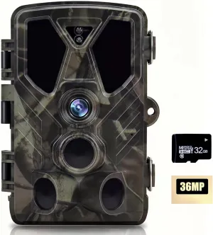 Trail Camera 4K 36MP, No Glow Game Cameras with 120°Wide-Angle Motion Latest Sensor View 0.2s Trigger time 2.4'' HD Screen, Hunting Cam for Wildlife Monitoring