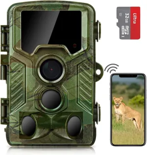 Trail Camera Sends Picture to Cell Phone, 4K WiFi Trail Camera, Trail Cam with 49 Pcs No Glow LEDs Game Cameras with Night Vision with 125° Range, 0.1S Trigger Speed