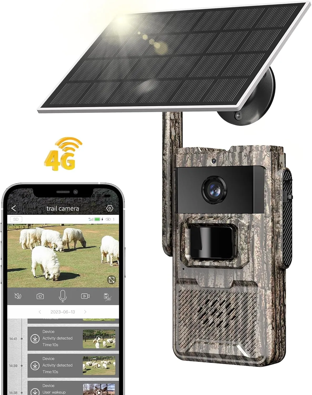 Trail Camera Unlimited Data Plan Cellular Trail Cameras 2K Live Feed 4G Game Camera Built in SIM Card Trail Cameras with Night Vision Motion Activated Waterproof IP66 Solar Cellular Security Camera