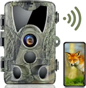 Trail Camera WiFi, 30MP 4K Game Camera with Night Vision Motion Activated Waterproof, 0.2S Trigger Speed, 850nm Low Glow for Backyard Security Wildlife Monitoring