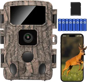 Trail Camera WiFi 6K 64MP with 64GB Memory Card 8 Batteries and Night Vision Ip67 Waterproof 130°Wide Angle 0.05s Trigger Speed,Suitable for Outdoor Wildlife Detection,Monitoring Game Cam