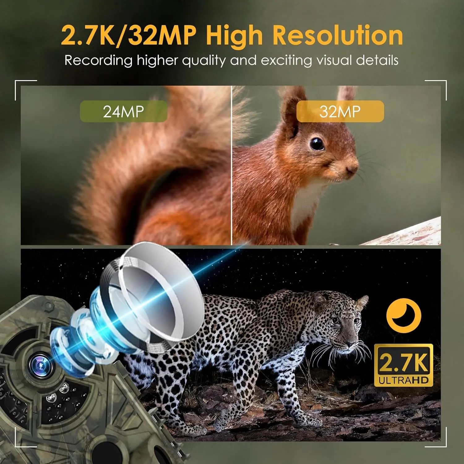 Trail Cameras with Night Vision Motion Activated Waterproof IP66 No Glow Infrared LED for Outdoor Wildlife Monitoring,Hunting Cam Game Cameras with Free 32G Micro Card and Card Reader