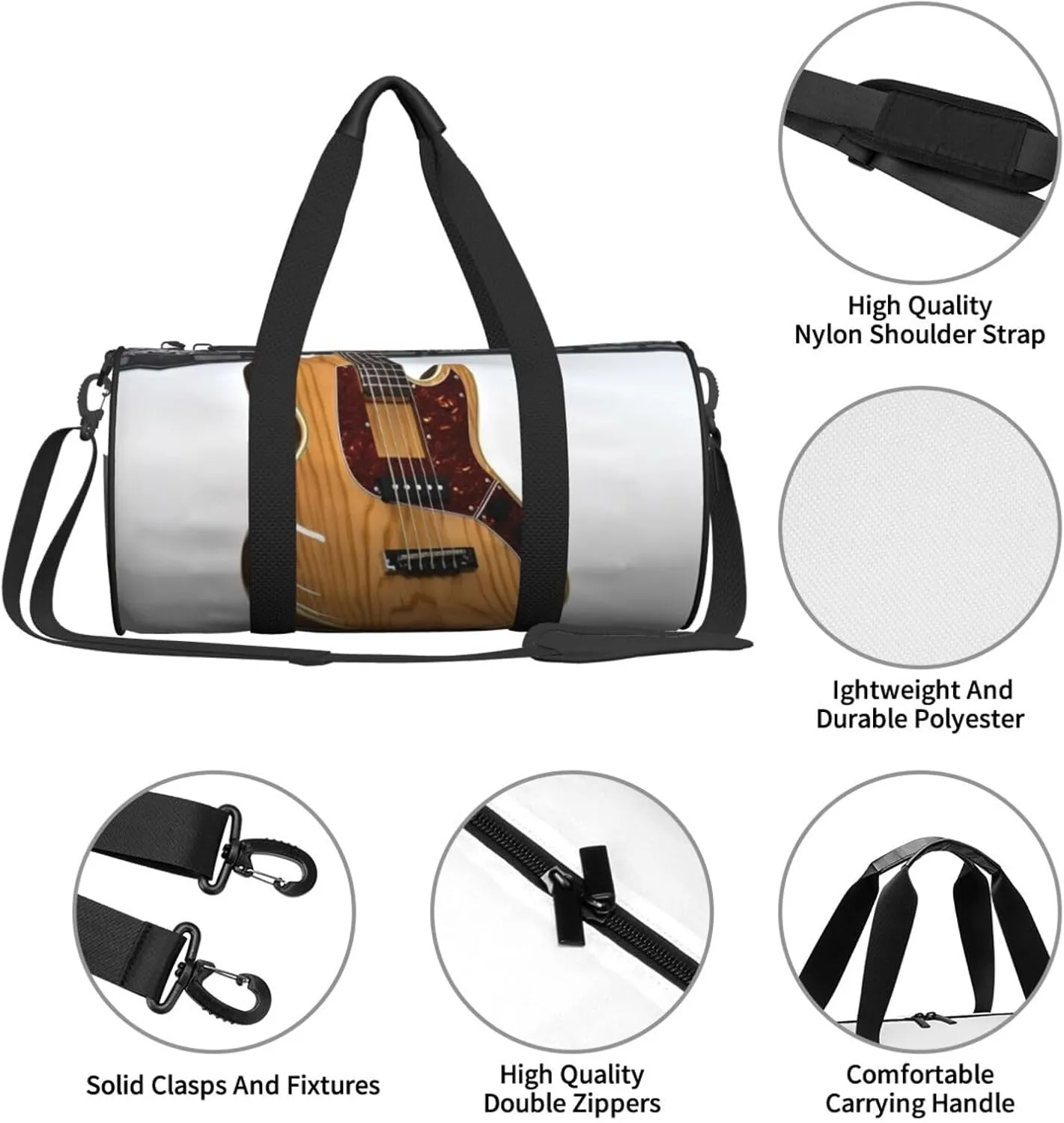Travel Bag For Women,Guitar Musical Instrument Print Personal Item Duffle Bags,Weekend Travel Duffel Tote Bag,Travel Sport Gym Bag For Men,Airplane Travel Essentials For Flying