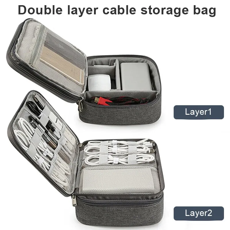 Travel Cable Bag Waterproof Digital USB Charger Storage Bag Portable Office Charging Line Wire Organizer Travel Cable Organizer