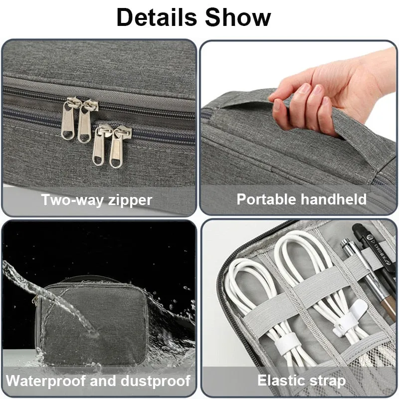 Travel Cable Bag Waterproof Digital USB Charger Storage Bag Portable Office Charging Line Wire Organizer Travel Cable Organizer