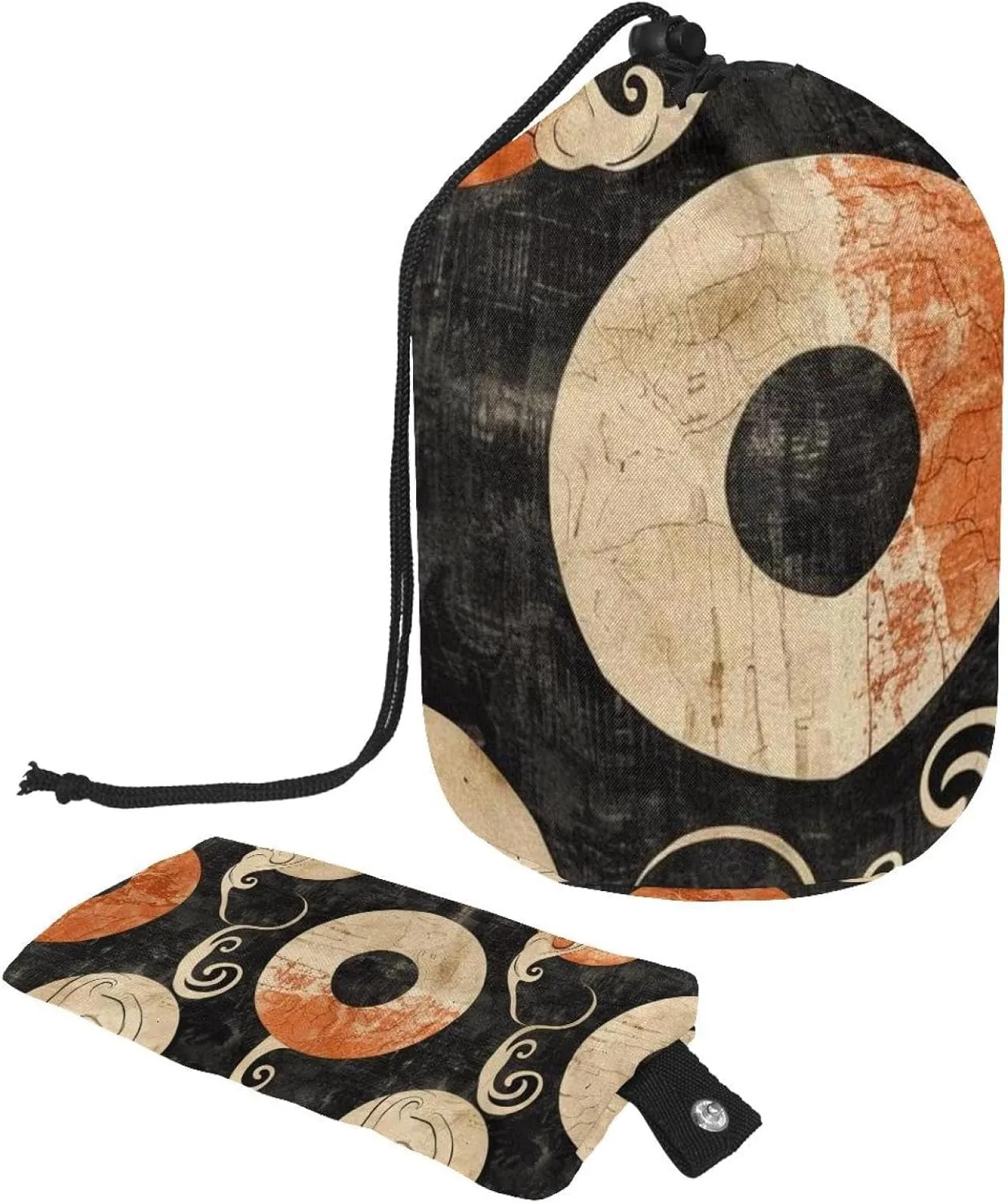 Travel Cosmetic Bags bucket Makeup Bag, Abstract Bagua Array Diagram Women Portable Foldable Cases, Multifunctional Toiletry Bucket Bags Round Organizer Storage