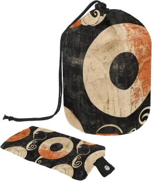 Travel Cosmetic Bags bucket Makeup Bag, Abstract Bagua Array Diagram Women Portable Foldable Cases, Multifunctional Toiletry Bucket Bags Round Organizer Storage