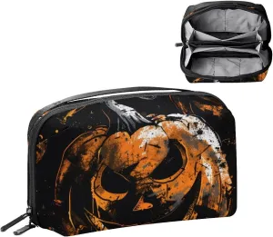 Travel Electronic Organizer, Halloween Spooky Pumpkin Portable Tech Bag, Electronic Accessories Pouch, Waterproof Cable Case for Charger Power Bank USB SD Card Earphone