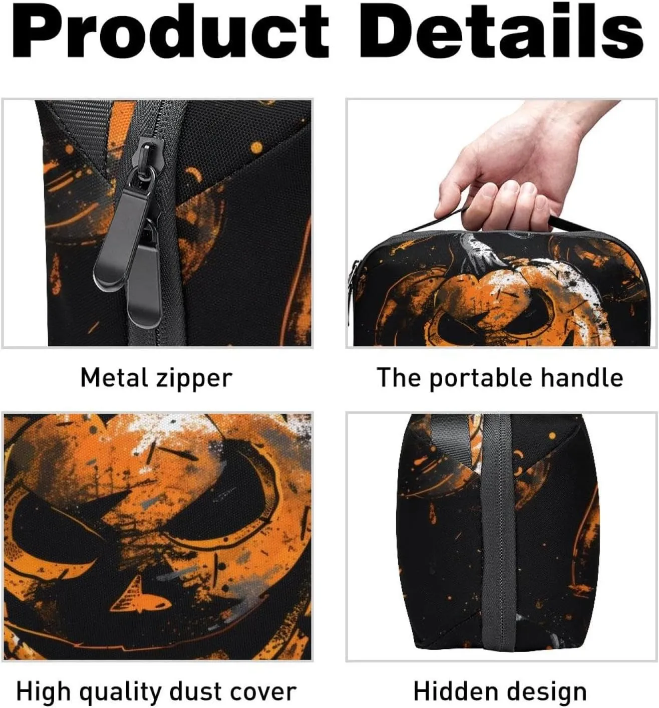 Travel Electronic Organizer, Halloween Spooky Pumpkin Portable Tech Bag, Electronic Accessories Pouch, Waterproof Cable Case for Charger Power Bank USB SD Card Earphone