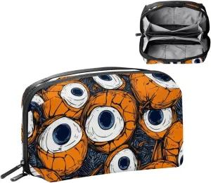 Travel Electronic Organizer, Happy Halloween Eyeballs Seamless Pattern Portable Tech Bag, Electronic Accessories Pouch, Waterproof Cable Case for Charger Power Bank USB SD Card Earphone