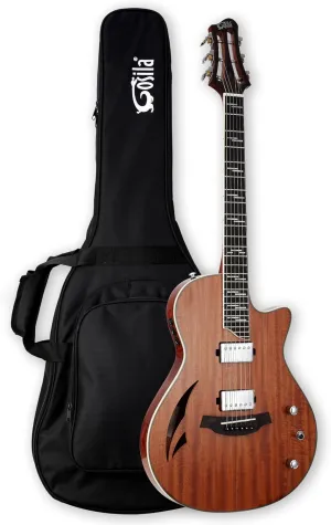 Travel Guitar Acoustic Electric Guitar From acoustic shape-shifting to electric rhythm tones Solid Flamed Nato top Okoume body Okoume Neck Ceramic Pickup and 2 Band EQ