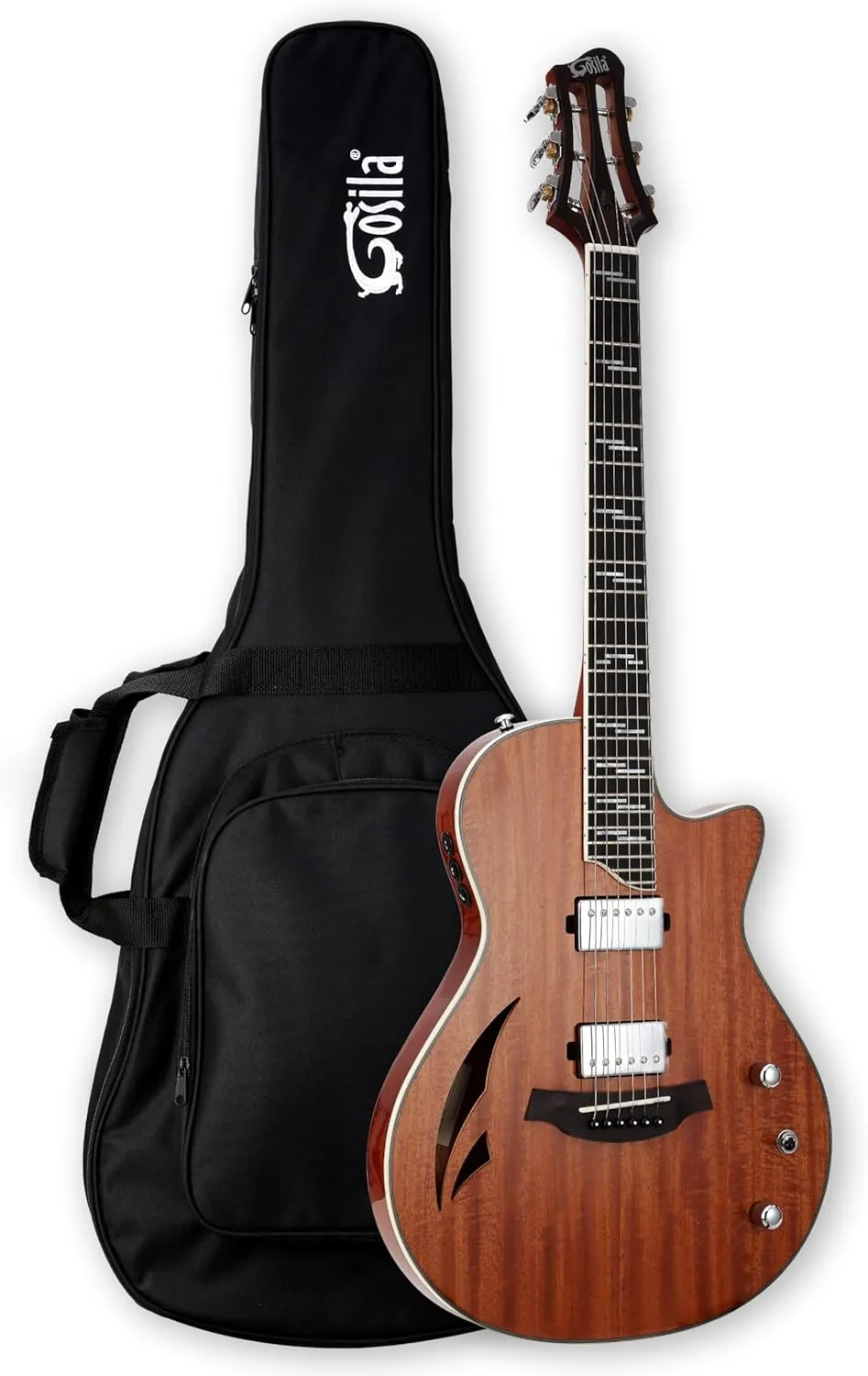 Travel Guitar Acoustic Electric Guitar From acoustic shape-shifting to electric rhythm tones Solid Flamed Nato top Okoume body Okoume Neck Ceramic Pickup and 2 Band EQ